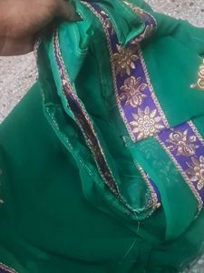 Embroidered Green Saree