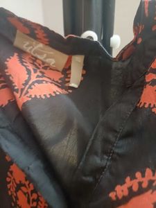 Elegant Black Kurta Orange Block Print
