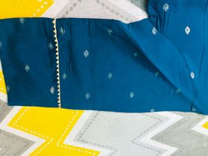 Teal Blue Embroidered Kurta