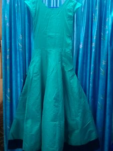 Party Wear Long Gown. Green Colour.