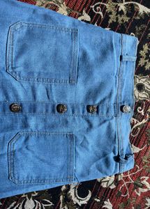 Classic Blue Denim Button-Up Skirt