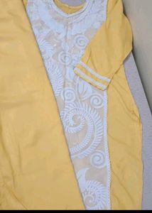Yellow &amp; White Chikankari Kurta Set