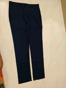 Men's Navy Blue Checked Trousers