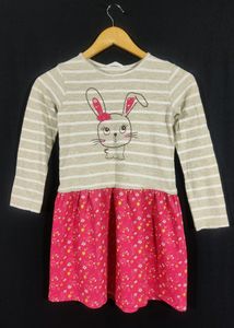 Beige & Pink Printed Dress (Girls)