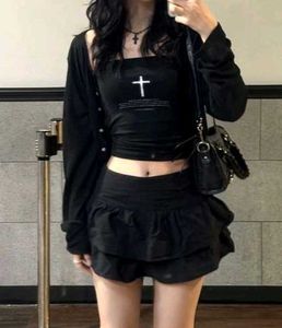 Black Tiered Mini Skirt