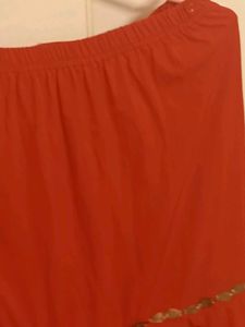 Red Ethnic skirt with Floral Handpaint