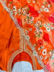 Orange Kurta with duppata only Embroidery