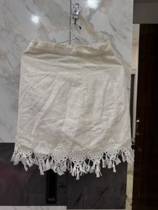 Boho Lace Trim Fringe Skirt