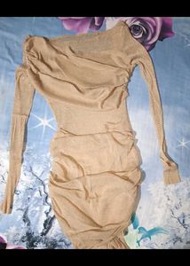 Gold Shimmering Cutout Bodycon Maxi Dress(size:xl,