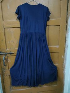 Elegant Navy Blue Sequined Dress