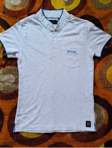 Stylish Men's White Printed Polo T-Shirt