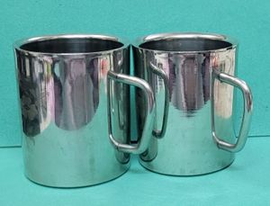 TWO STAINLESS STEEL DOUBLE WALLED INSULATED CUPS