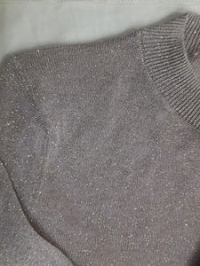 Mango Women Lavender And Golden Shimmer Pullover