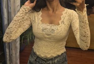 Elegant Sheer Lace Long Sleeve Top