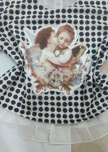 Cute Polka Dot Top with Angel Print