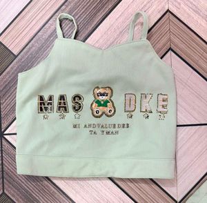 Cute Bear Graphic Crop Top
