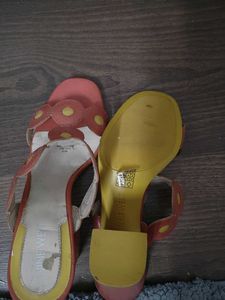 Orange &amp; Yellow Chunky Heel Sandals