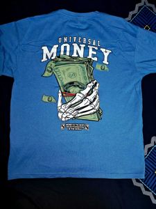 Blue "Money" Graphic T-Shirt