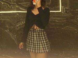 Black & White Plaid Mini Skirt