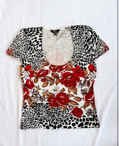 Floral &amp; Leopard Print Top