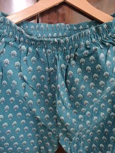 Elegant Teal Printed Kurta pants set