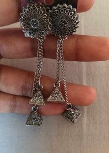 silver oxidised earring