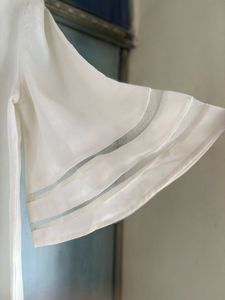 Chic Sheer Sleeve V-Neck Top