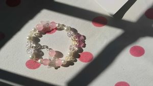 Pink Butterfly Beaded Bracelet