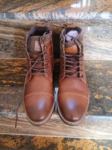 Men's Brown Leather Lace-up Boots