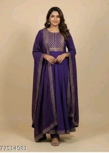 Elegant Purple Kurta Set with Pants &amp; Dupatta