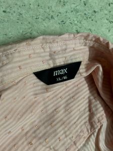 Chic Peach Striped Button-Up Shirt