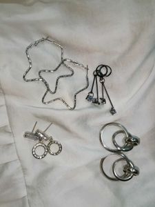 Chunky Silver Tone Jewellery Set