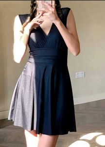 black mini skater dress