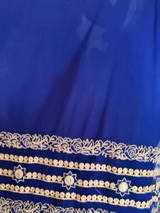 Elegant Royal Blue Embroidered Saree