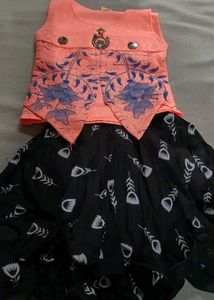 New Cute Pink Pleated Skirt and Top Set