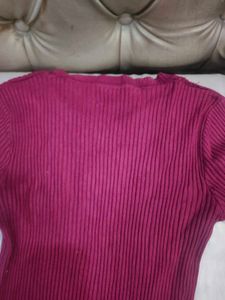 Burgundy Ribbed Knit Sweater