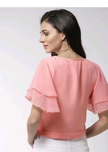 Myntra New Pink RuffleTie Top[FREE HAIR BOW]