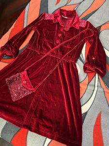 Velvet Dress with Matching Bag
