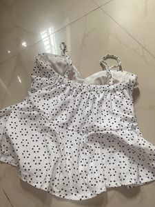 White Peplum Top With Polka Dots