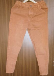 Orange High Waisted Tapered Jeans