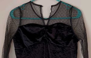 Black Velvet Sheer Sleeve Top