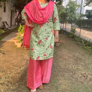 Fully Embroidered Kurta Plazo Set