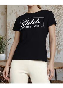 Black Graphic Tee - 'Shhh No One Cares'