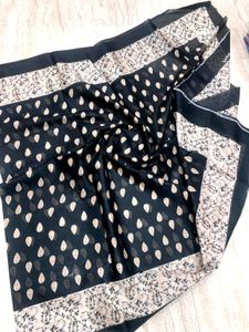 Elegant Black dupatta with Beige Print