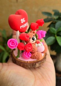 🌹 Be Mine Teddy — Handmade Clay Showpiece 🧸❤️