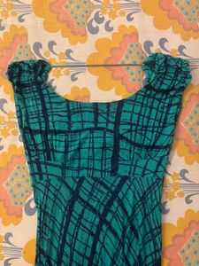 Chic Teal Abstract Midi Dress