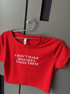 Red Cropped T-Shirt with Sassy Slogan