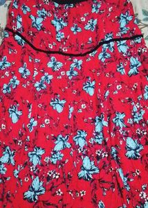 Bohemian Red Floral Maxi long Skirt