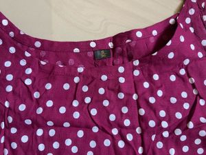 Maroon Polka Dot Midi Dress