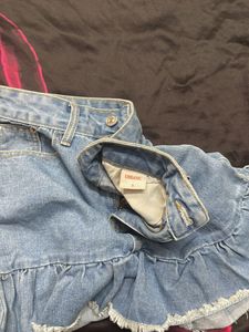 Denim Ruffle Mini Skirt